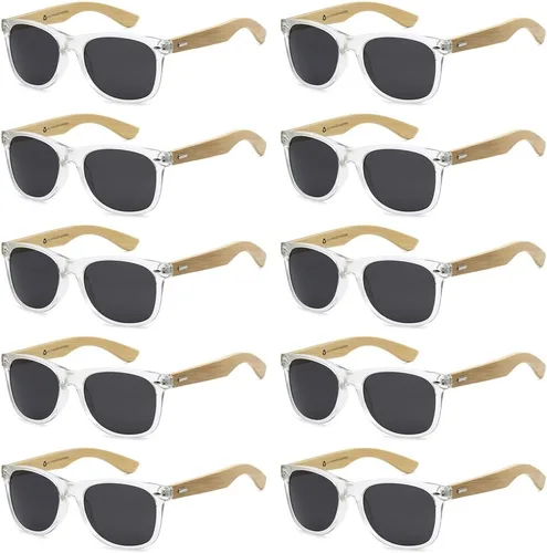 Vista 13 de Gafas de sol de bambú al por mayor 10 unidades para hombres y Tortuga Clásica Lente Marrón