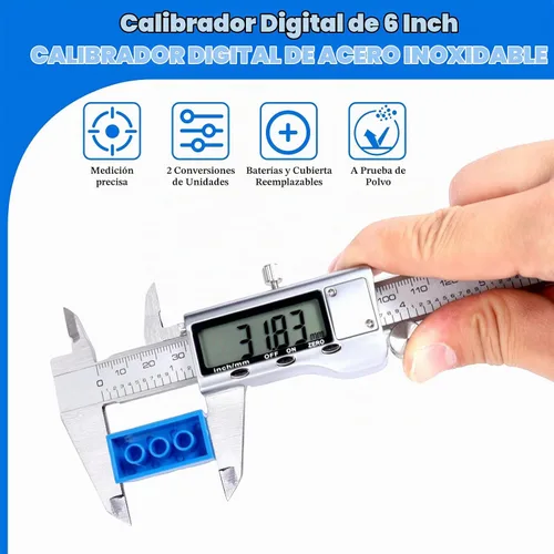 Vista 6 de Herramienta de medición de calibre digital, herramienta de medición de calibre con acero inoxidable, calibre vernier digital de micrometro con dial