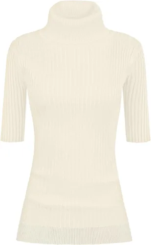 Vista 33 de v28 - Suéter ajustado de cuello alto con mangas de media sisa para mujer, de punto acanalado altamente elástico Baya