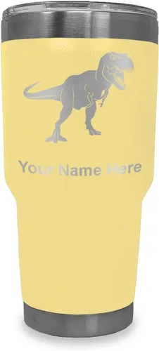 Vista 7 de LaserGram Vaso aislado al vacío de 20 onzas, dinosaurio Tiranosaurio Rex, grabado personalizado incluido (negro)