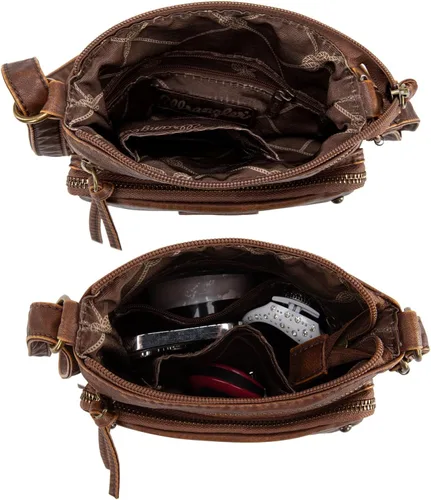 Vista 5 de Wrangler - Bolso bandolera para mujer, de piel lavada suave, con múltiples bolsillos