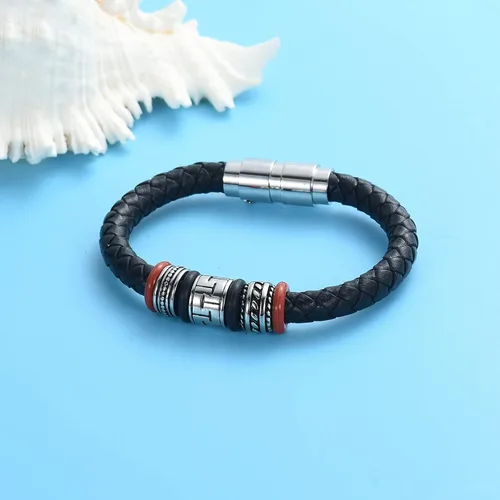 Vista 4 de Oinsi Pulsera trenzada de cuero auténtico, joyería de cremación para cenizas para hombres y mujeres, pulsera de urna conmemorativa de recuerdo