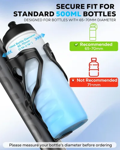 Vista 2 de MoKo Soporte para botella de agua para bicicleta con ranura para rastreador Negro