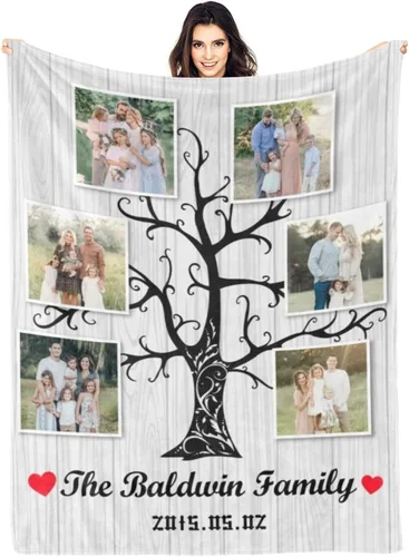 Vista 17 de Regalo para mamá y esposa, manta personalizada con 6 fotos, manta personalizada con imagen para familia, amigo, padre, madre, Navidad, cumpleaños