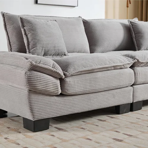 Vista 6 de Sofá biplaza extragrande de 84 pulgadas, asiento profundo de pana, sofá biplaza con almohadas, moderno y tapizado, cómodos sofás para sala de estar