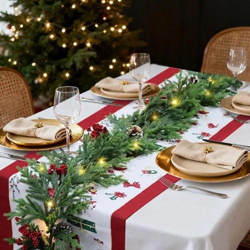 Vista 6 de Guirnalda de Navidad preiluminada de 6 pies con luces, guirnalda de cedro realista con bayas rojas, cono de pino artificial de tacto real, guirnalda