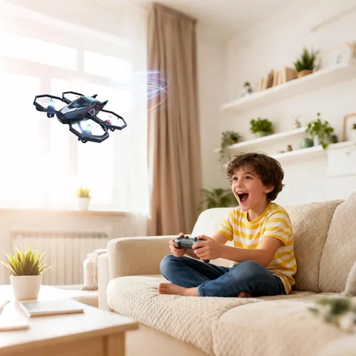 Vista 7 de Drones para niños con cámara, mini drones de control remoto para adultos con retención de altitud, despegue y aterrizaje con una tecla, 3 modos