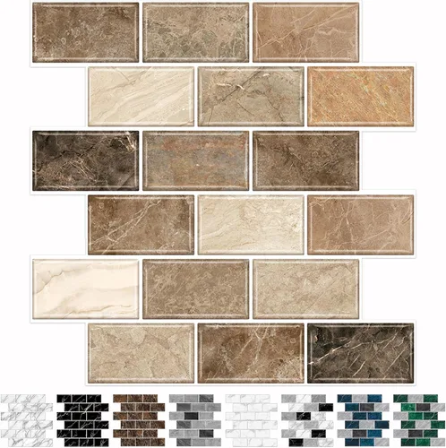 Vista 9 de URCOLOR 10 hojas de adhesivos para loseta en muro de cocina, azulejos autoadhesivos de 12 x 12 pulgadas estilo metro, para loseta en muro de cocina