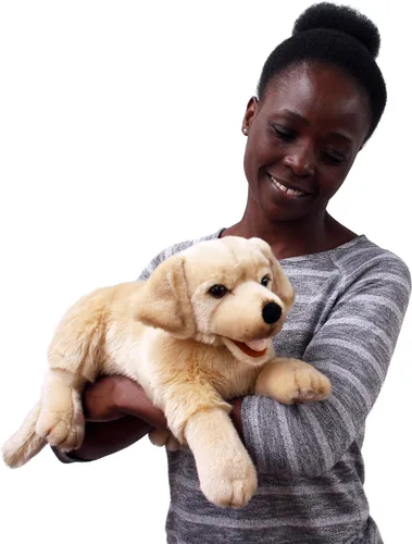 Vista 3 de The Puppet Company Playful Puppies Labrador - Marioneta de mano amarilla, 20 pulgadas