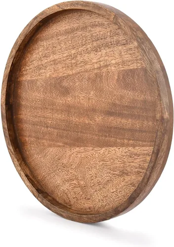 Vista 3 de EDHAS Bandeja Portavelas Decorativa Redonda de Madera para Centros de Mesa para Mesas de Café, Decoraciones Modernas para el Hogar Estilo Granja