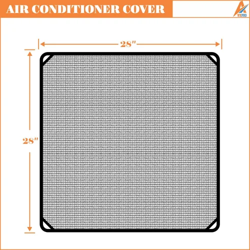 Vista 8 de Cubierta de aire acondicionado de 28 x 28 pulgadas, cubierta de malla superior para unidad exterior con cuerdas elásticas, cubierta de malla