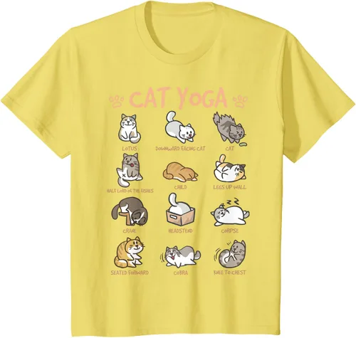 Vista 53 de Cat Yoga Poses Cats Practicing Mindfulness Meditación Kitten - Camiseta, Negro, S