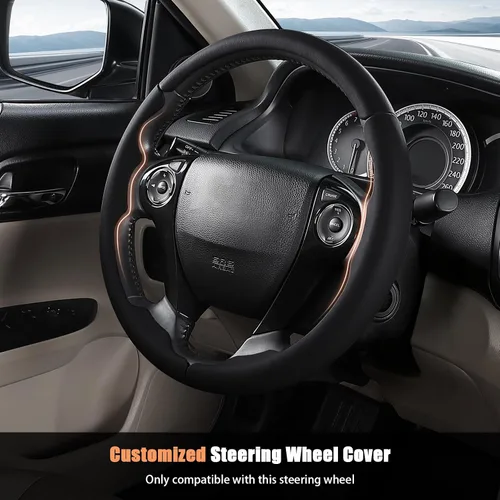 Vista 2 de Aimato Funda de volante personalizada para Honda Accord 2013-2017/Pilot 2016-2018/Crosstour 2013-2015, delgada, antideslizante, resistente a