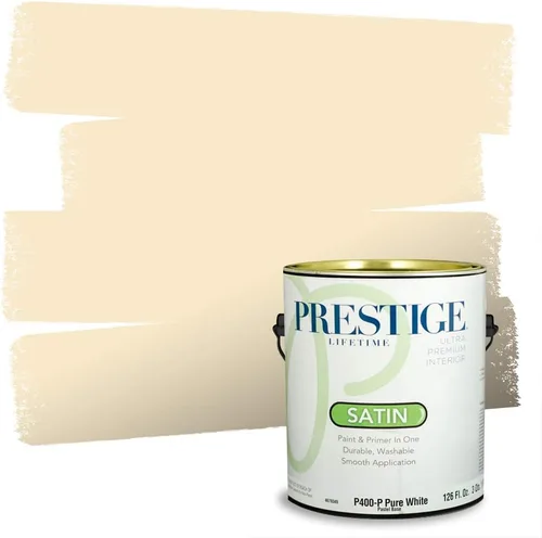 Vista 134 de PRESTIGE Pinturas de pintura exterior e imprimación en uno, 1 galón, plano, combinación comparable de Benjamin Moore* Manzanilla*