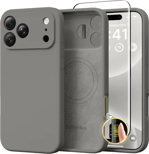 Vista 110 de GolbinBox Funda magnética para iPhone 17, compatible con MagSafe, cubierta de silicona integrada para control de cámara, funda de silicona líquida a