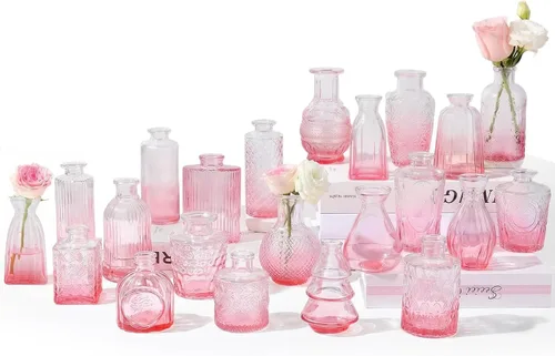 Vista 13 de RUCKAE Juego de 12 jarrones pequeños transparentes para brotes a granel, jarrones de vidrio para mini flores para centros de mesa, decoraciones