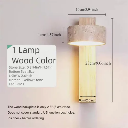 Vista 2 de Apliques de pared de travertino, accesorios de iluminación de piedra, iluminación de pared, lámparas de pared para sala de estar, dormitorio, LED