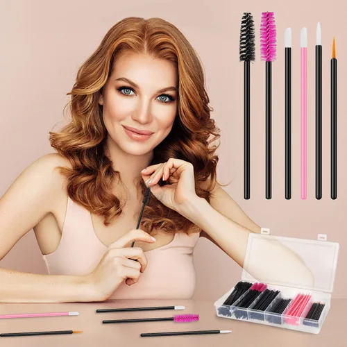 Vista 6 de BESARME Kit de herramientas de aplicadores de maquillaje desechables de 270 piezas 70 Disposable Eyeliner Brushes, 100 Mascara Wands Eyelash Brush