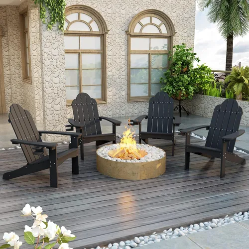 Vista 18 de LUE BONA HDPS Sillas Adirondack, 1 silla, patio exterior de larga duración para todas las estaciones, soporte para tazas oculto, 350 libras, azul
