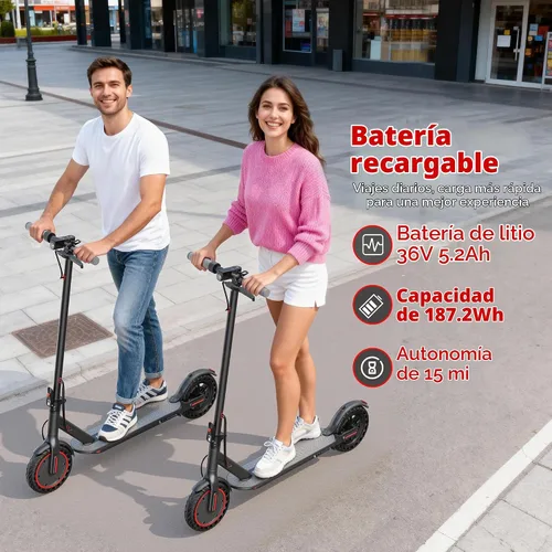 Vista 2 de Qlaway 350W Electric Scooter for Adults, Speed Up to 19Mph, Max 15-22 Miles Range, Commuting Scooters with APP Control and Dual Brakes System