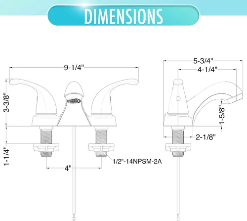 Vista 3 de Aqua Vista 15-B42WP-BN-AV - Grifo para lavabo de baño con dos asas, níquel cepillado