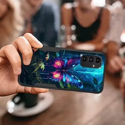 Vista 439 de Funda para Galaxy A14 5G, resistente de doble capa híbrida de policarbonato duro, goma suave, a prueba de golpes, funda protectora resistente