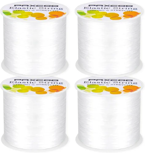 Vista 8 de PAXCOO 2 Rollos de Cuerda Elástica para Pulseras, Cuerda Elástica Mágica para Pulseras, Collares, Cuentas de Arcilla, Cuentas Pony (Blanco)