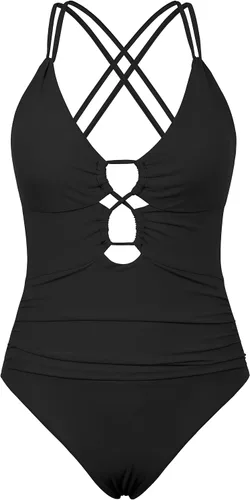 Vista 7 de Hilor Trajes de baño de una pieza con aros para mujer Negro