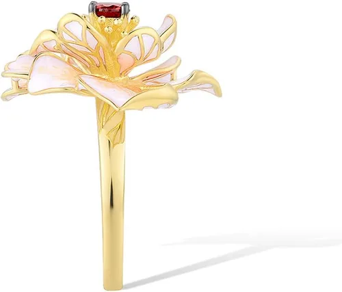 Vista 2 de Santuzza Anillo de plata de ley 925 con diseño de flores esmaltadas para mujer