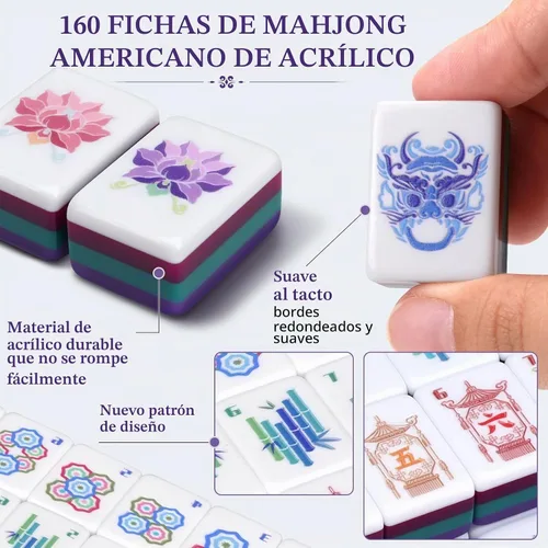 Vista 3 de Juego de azulejos Mahjong americanos de acrílico 160 (morado)
