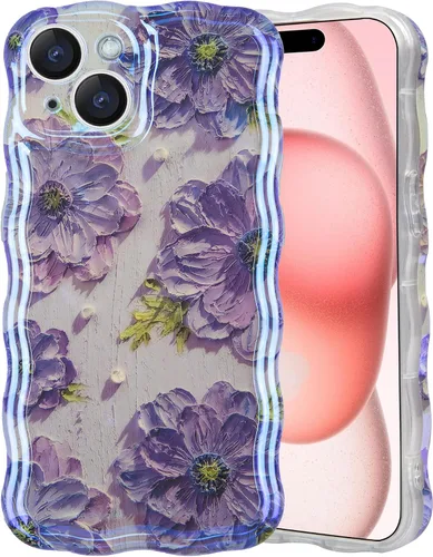 Vista 22 de IDweel Funda para iPhone 11, Lujosa Pintura al Óleo Retro Colorida con Patrón de Flores Brillantes Impresas, Lindo Borde Ondulado Rizado, Exquisita
