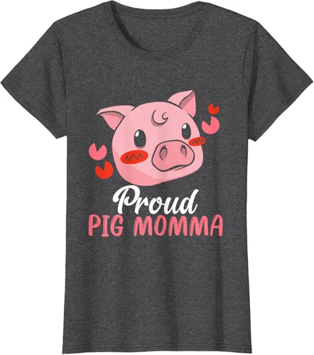 Vista 3 de Mini Pig Momma - Camiseta para mujer con diseño de cerdo en miniatura para mujer, Negro