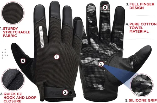 Vista 2 de Guantes de levantamiento de peso RDX con soporte para muñecas - Pantalla táctil de dedo completo para gimnasio, transpirables, antideslizantes