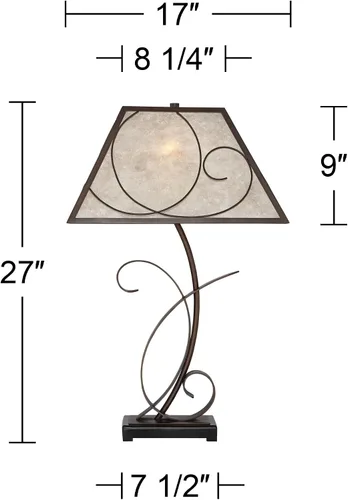 Vista 4 de Franklin Iron Works Teri - Lámpara de mesa rústica de 3 vías con núcleo de casa de campo de 27 pulgadas de alto con atenuador y puerto de carga USB