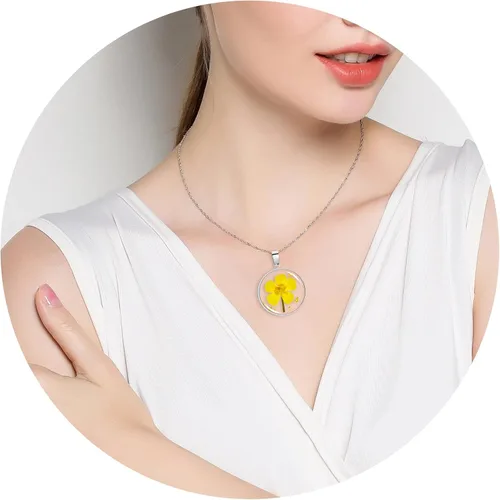 Vista 47 de Pressed Flower Necklace Gift for Women Personalized Handmade Necklaces Birth Flower Necklace