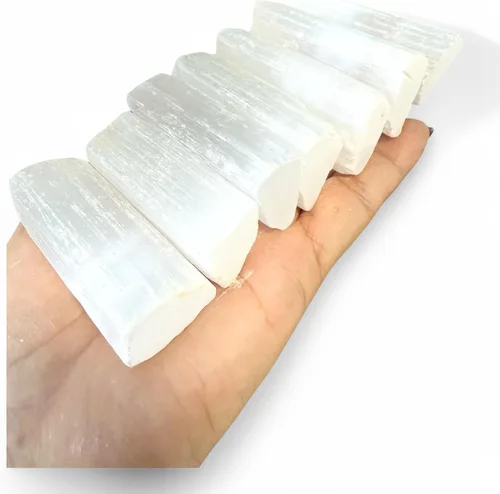 Vista 2 de Pachamama Essentials Piedra curativa de selenita, barra de cristal para curación, reiki y dibujo de energía metafísica, 2-2.5 pulgadas