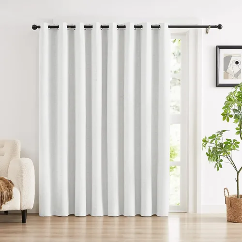 Vista 22 de Anpark Cortinas 100% opacas para dormitorio, cortina opaca de lino estilo granja de 84 pulgadas de largo, juego de 2 paneles, cortinas de ventana