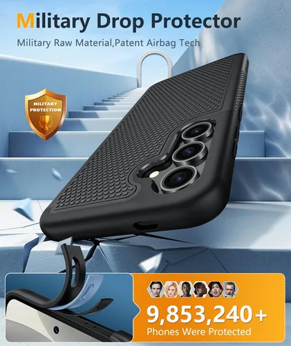 Vista 4 de FNTCASE Funda para Samsung Galaxy S25-Plus: S24-Plus de doble capa Negro