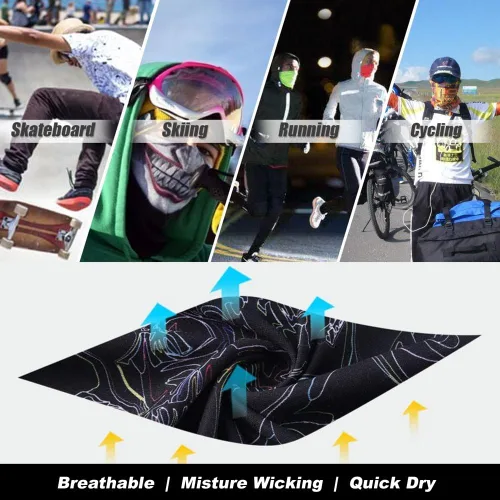 Vista 4 de Máscara de calavera pañuelo para el cuello gorro bufanda mágica diadema para protección de polvo sol y viento