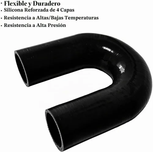 Vista 5 de Manguera de acoplamiento de silicona con forma de curva en U de 180 grados, 1" ID (25mm), tubo de codo de silicona universal reforzado de 4 capas
