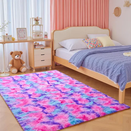 Vista 25 de junovo Alfombra de área lavable y antideslizante, alfombras de área pequeñas y esponjosas, alfombra peluda para sala de estar, alfombra suave