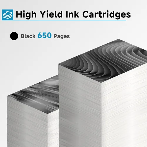 Vista 4 de 65XL - Cartuchos de tinta negra de repuesto para HP Ink 65 XL Envy 5055 de alto rendimiento para HP65 HP65XL 5000 5052 5010 5070 5014 3755 3700 3772