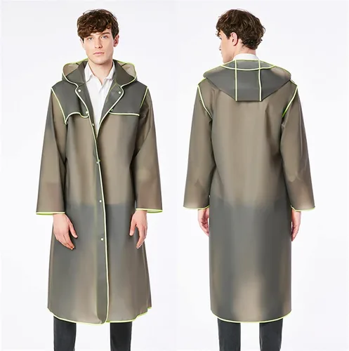 Vista 4 de Impermeable para mujer de EVA grueso unisex semitransparente impermeable chaqueta larga para mujer color A-01 talla M