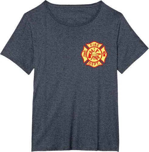 Vista 50 de Camiseta con logotipo de bomberos con símbolo de bombero, Negro