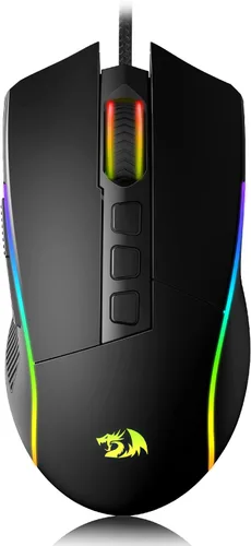 Vista 9 de Redragon Ratón para juegos, mouse para juegos con cable con sensor Opitacl de 16,000 DPI, mouse con botón de fuego, edición macro programable RGB
