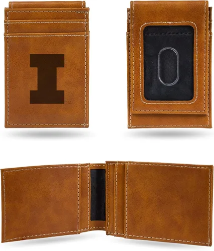 Vista 138 de Cartera de bolsillo frontal grabada con láser NCAA - Compacta/Cómoda/Delgada