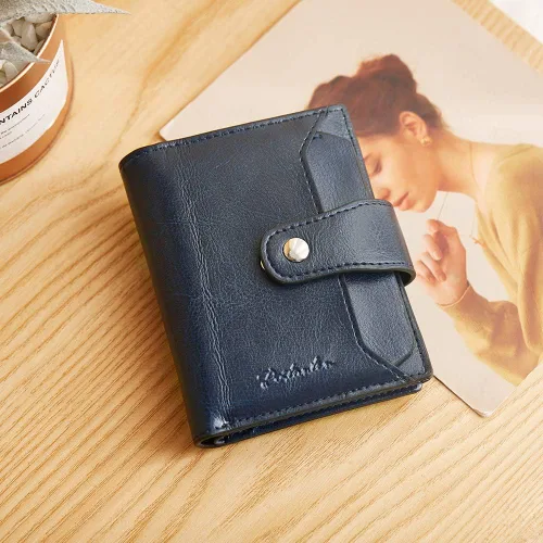 Vista 6 de BOSTANTEN - Billetera de cuero para mujer con bloqueo RFID, pequeña, con cremallera, de bolsillo, para tarjetas, con ventana para documento