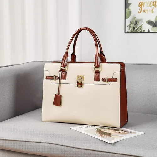 Vista 3 de BOSTANTEN Maletín para mujer de 15.6 pulgadas, bolso de cuero para laptop vintage, elegante bolso de negocios para abogadas, bolsa de trabajo
