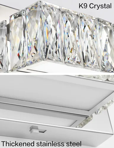 Vista 8 de Luces de tocador de cristal para baño, barra de luz LED de 18 W, accesorios de iluminación cromados modernos sobre espejo para baño de 22.8 pulgadas