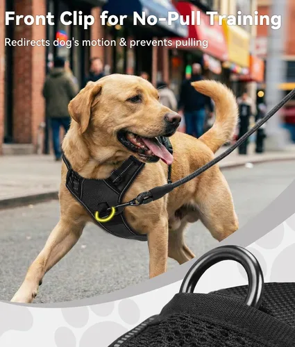Vista 2 de Joytale Arnés sin tirones para perros pequeños, chaleco reflectante para mascotas con clip frontal, arnés acolchado suave ajustable con asa de fácil
